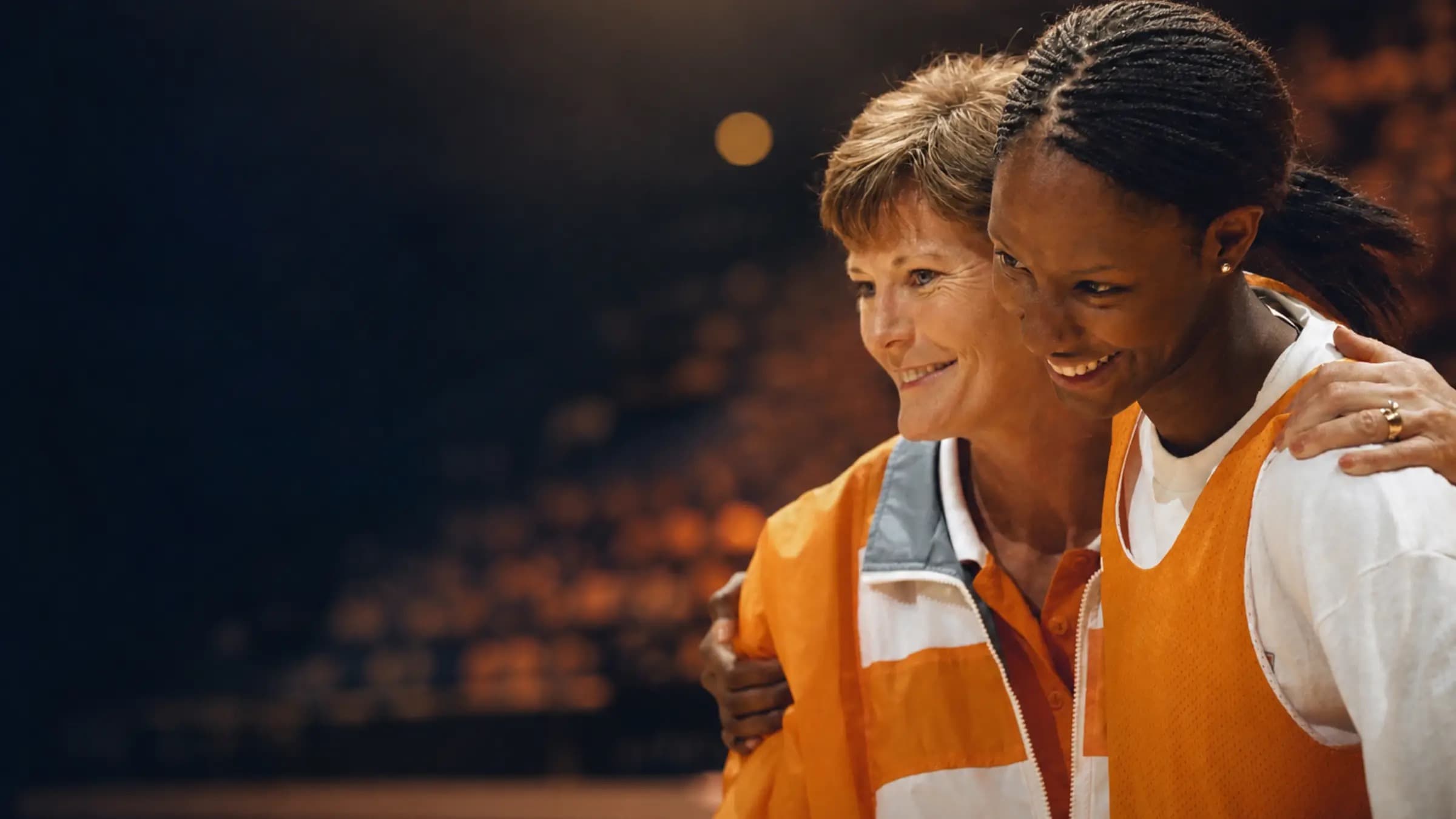 Coach Pat Summitt coaching with focus and intensity on the court