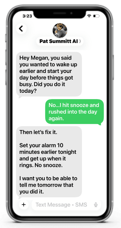 Phone showing the Summitt Mindset coaching experience